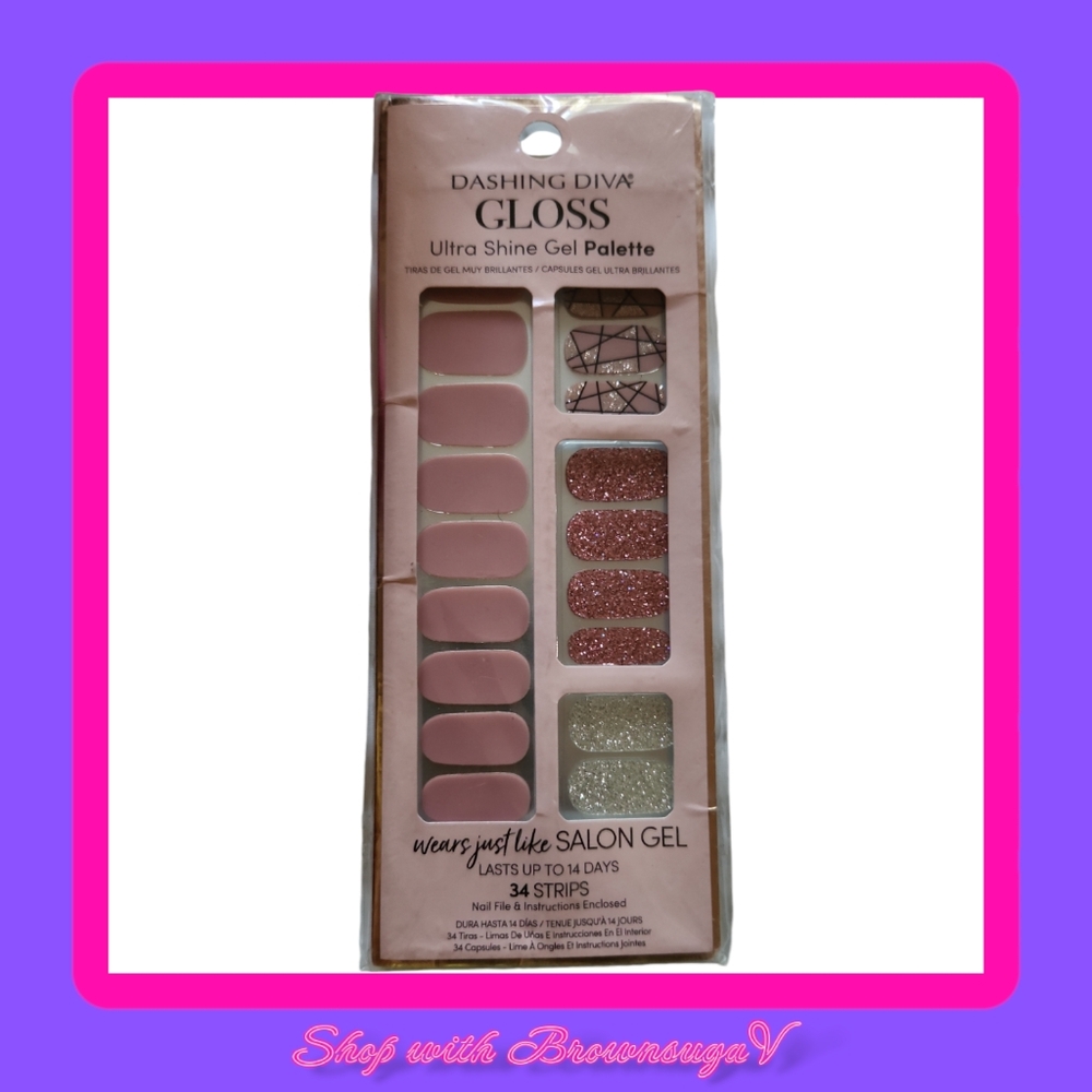 Dashing Diva Gloss Gel Strips Palette Rose Sparkle